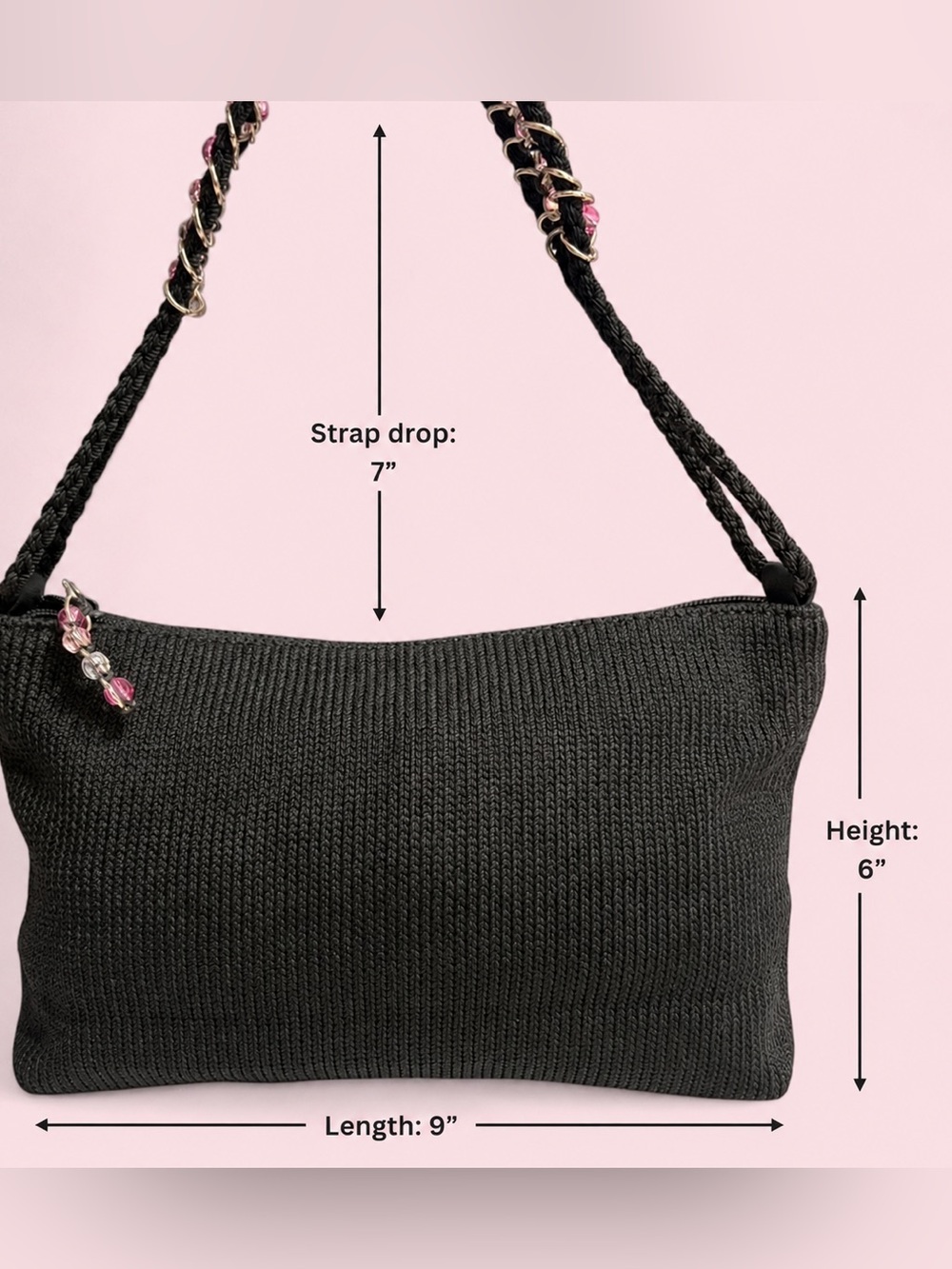 The Sak Black Knit Bag with Beaded Chain Detail - Picture 11 of 11